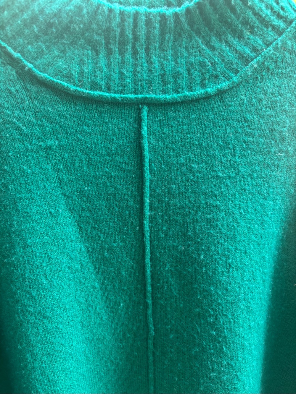 NWT Cozy Chic: Trail Green Cashmere Blend Rib-Sleeve Mock Neck Sweater - Picture 4 of 8